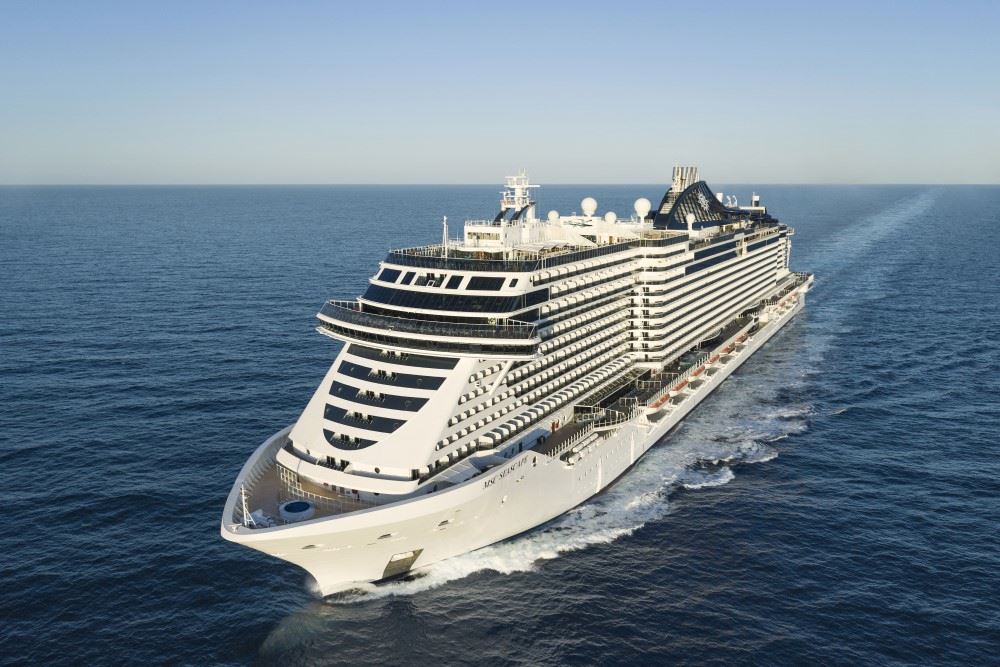A cruise ship on a sea