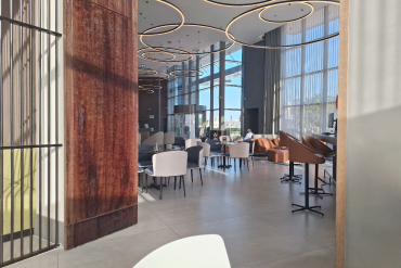 The lounge at the Courtyard Hotel