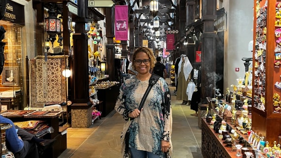 Woman in shopping center