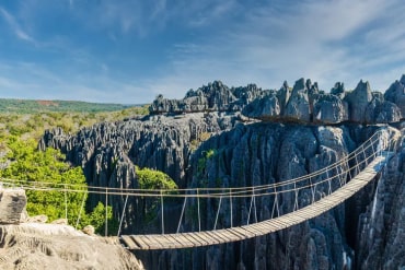 A hanging bridge