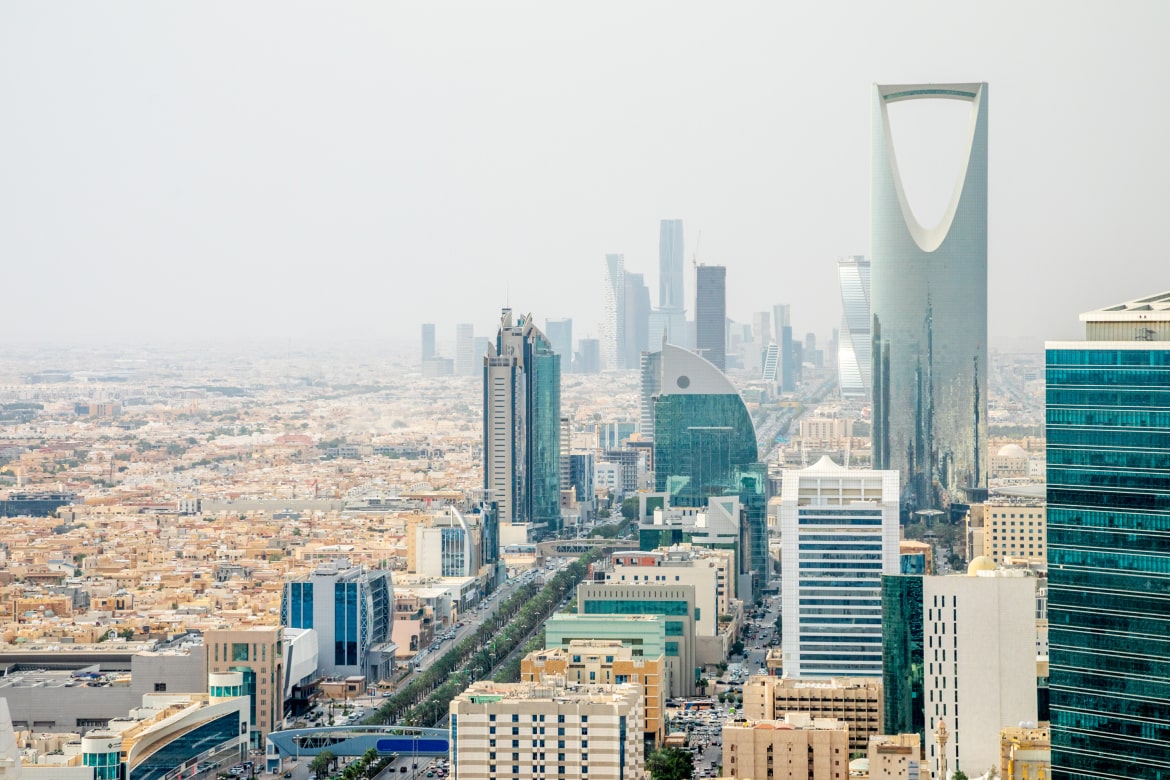A picture showing various sky scrappers in Saudi Arabia