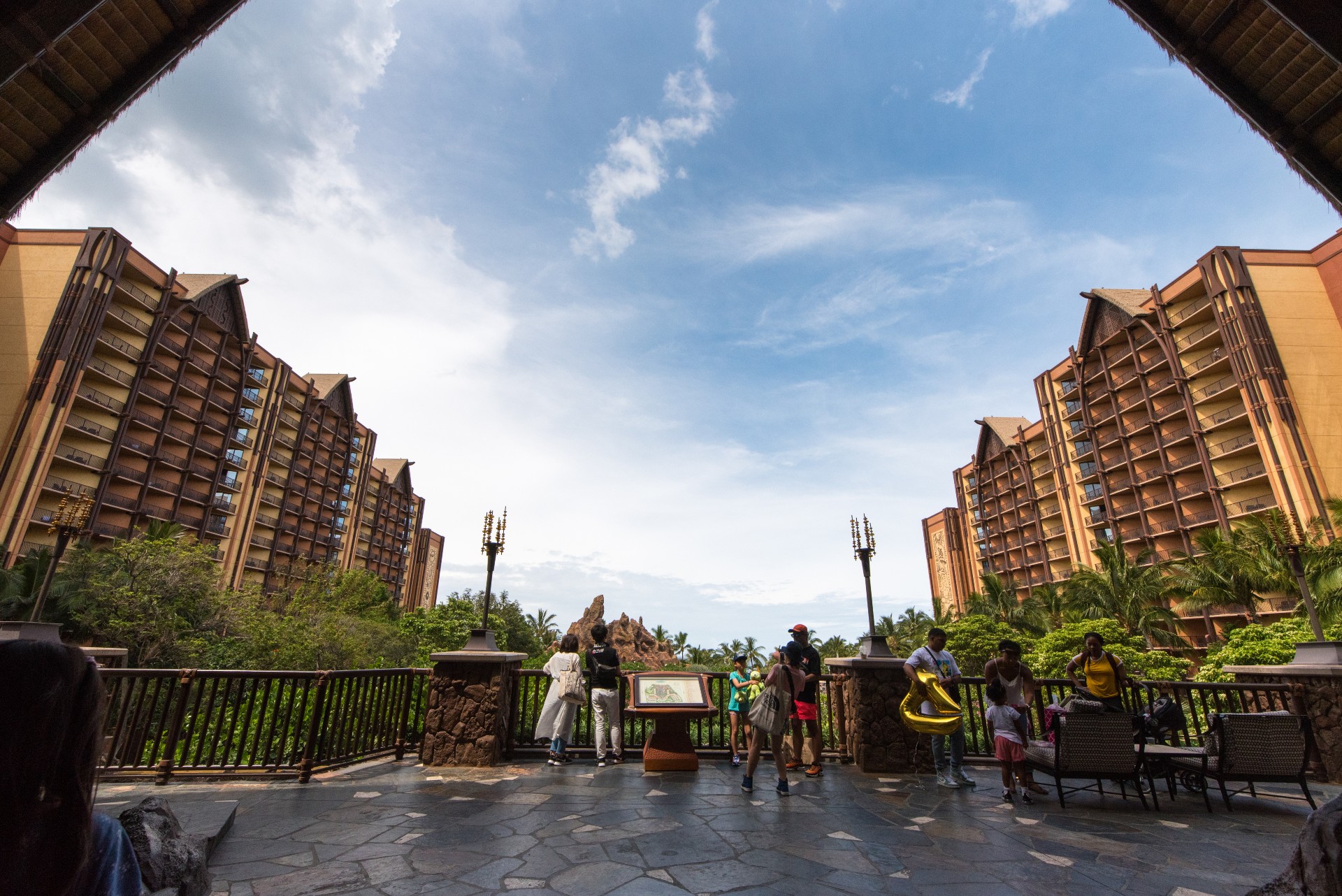 A sky view of the Aulani Resort