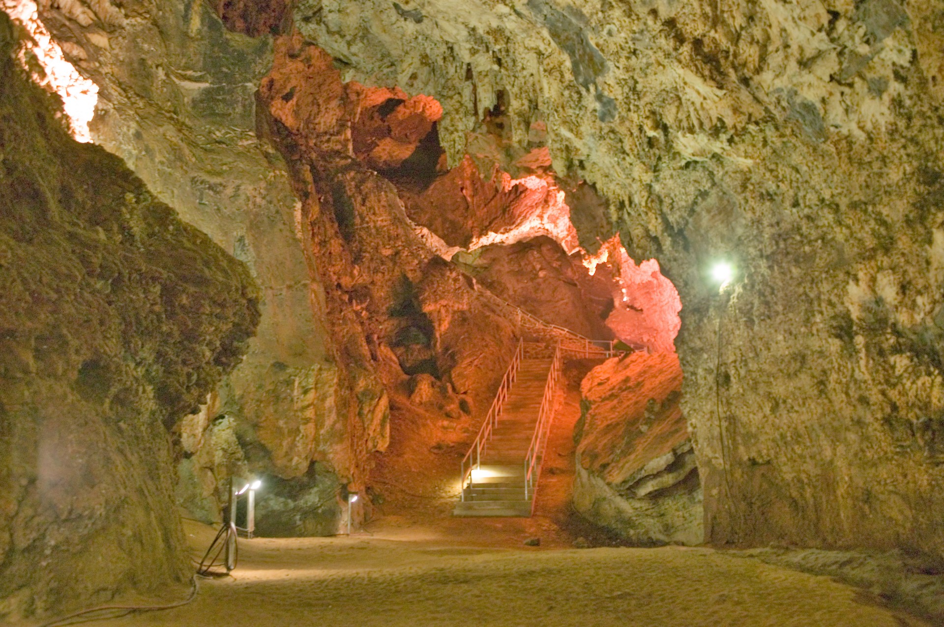 Lighted caves of Cradle of Humankind, a World Heritage Site in Gauteng Province, South Africa, the site of 2.8 million year old early hominid fossil and Mrs. Ples
