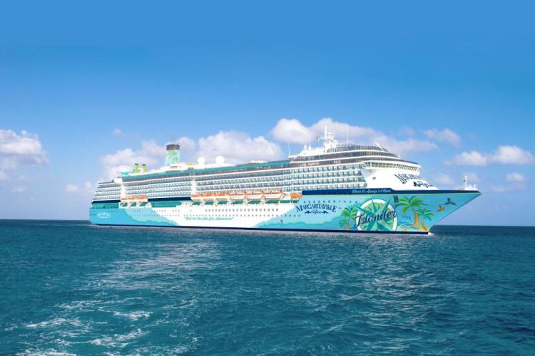 A cruise ship on a sea