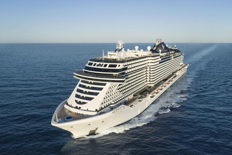 A cruise ship on a sea