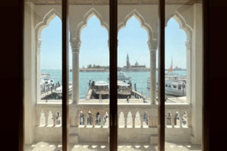 Looking outside a window from a hotel room