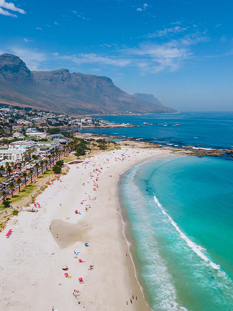 Aerial view of cape town coast line and beach south Africa
